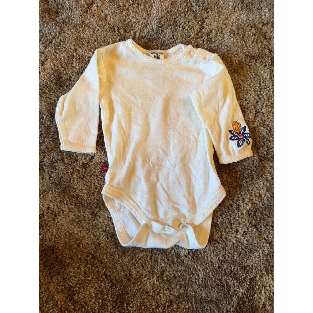 Vintage 90s/Y2K Warner Bros. Baby Looney Tunes Tweety Bird Long Sleeve Bodysuit